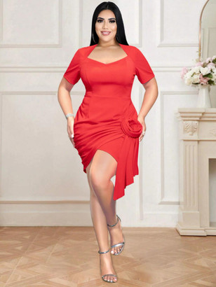 Majestic Bloom Plus Size Midi Dress Majestic Bloom Plus Size Midi Dress