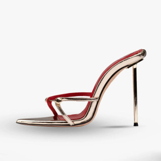 Grrly Grrls Steel Buckle Stiletto Mules 
 