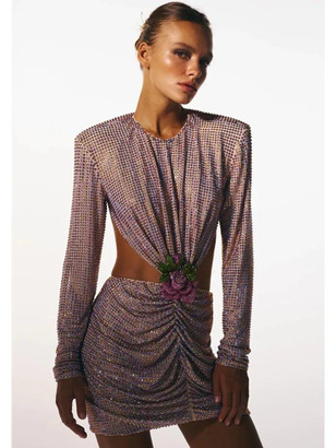 Grrly Grrls Luxury Draped Beige Mini Gown 