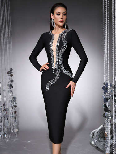 Grrly Grrls Obsidian Beaded Midi Dress 