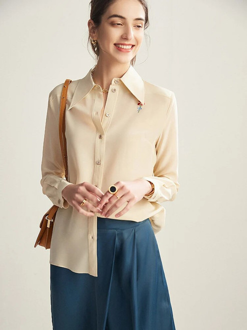 Chic Champagne Silk Blouse