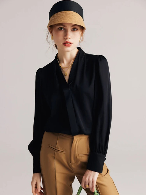 Silk Embrace V-Neck Chic Blouse