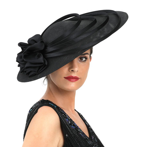 Black Floral Derby Fascinator