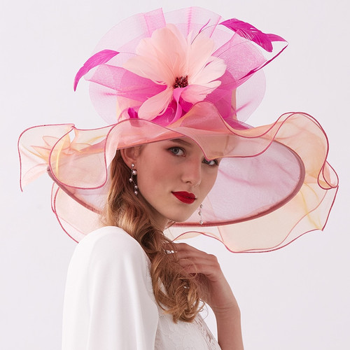 Elegant Floral Organza Sun Hat