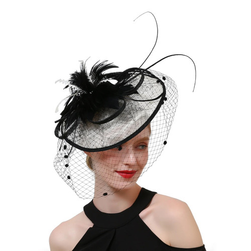 Sinamay Feathered Fascinator Hat