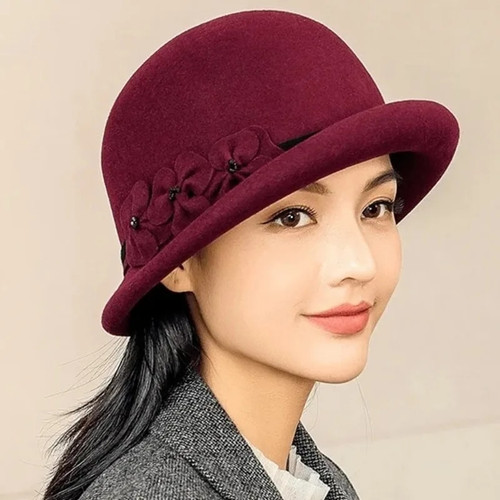 Chic Wool Felt Fedora Cloche Hat 