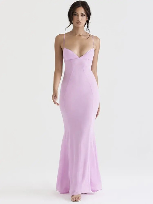Summer Backless Pink Maxi Dress