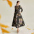 Floral Jacquard Long Sleeve Midi Dress