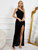 One Shoulder Black Velvet Dress