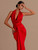 Red Sleeveless Draped Maxi Dress