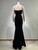 One Shoulder Black Velvet Maxi Dress