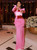 Pink Pleated Flower Maxi Dress