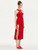 Red Ruffle Halter Midi Dress 