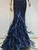 Ethereal Blue Feathered Maxi Dress