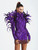 Grrly Grrls Long Sleeve Feather Purple Sequined Dress 