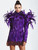 Grrly Grrls Long Sleeve Feather Purple Sequined Dress 