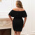 Plus Size Off Shoulder Ruffled Black Dress
