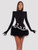 Black Velvet Feather Mini Bodycon Gown