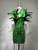 Green Mesh Sequined Feather Mini Dress