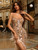 Mirrored Backless Mesh Sequined Gown