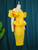 Plus Size Yellow Off Shoulder Strapless Dress