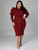 Plus Size Belted O-Neck Midi Dress