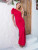 One Shoulder Puff Sleeve Red Maxi Dress
