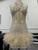 Sequined Silver Feather Mini Gown