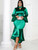 Plus Size V Neck Green Satin Dress