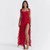 Red Chiffon Sleeveless High Split Dress