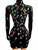Colorful Crystal Turtleneck Black Velvet Dress 