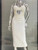 Pearl Strands V-neck Midi Dress