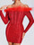 Off Shoulder Feather Sequin Mini Dress