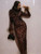 O-Neck Sequin Feather Midi Dress 
