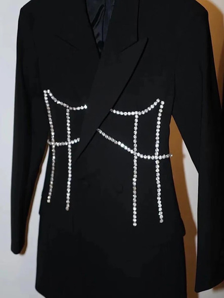 Double Breasted Mosaic Chain Blazer
