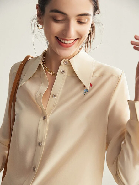 Chic Champagne Silk Blouse