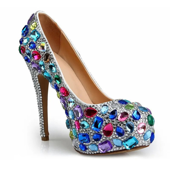 Rhinestone 5.5-Inch Thin Heel Pumps