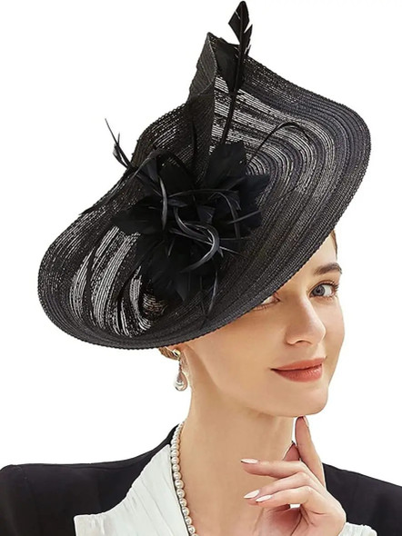 Black Tea Party Feather Hat