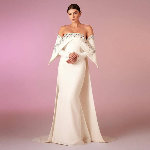  Off Shoulder Arabic Wedding Gown