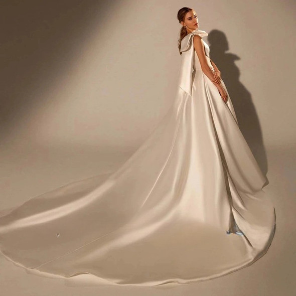 One Shoulder A-Line Satin Wedding Dress