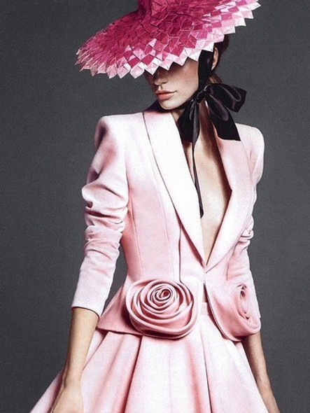 Pink 3D Flower Suit Coat
