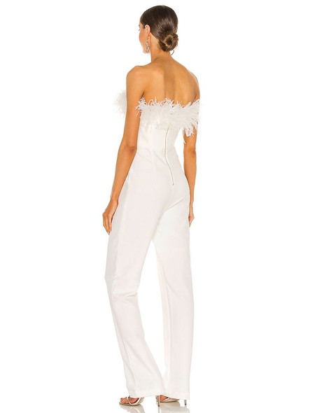 Strapless Feather Top Jumpsuit