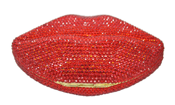  Sequined Red Lips Clutch 