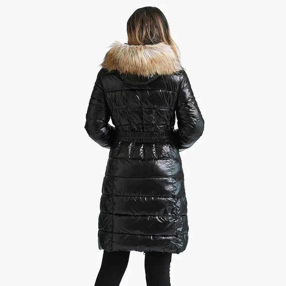 Thick Puffer Jacket With Faux Fur Hood