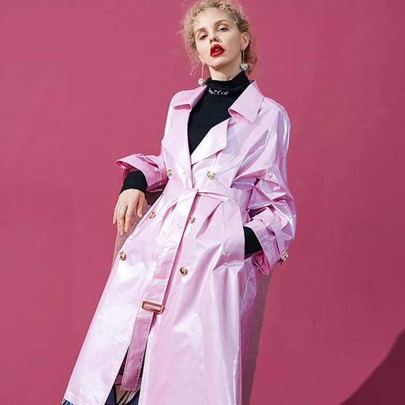 Pink Patent Leather Trench Coat