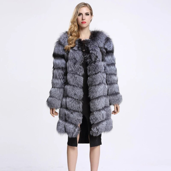 Silver Full-length Faux Fur Coat