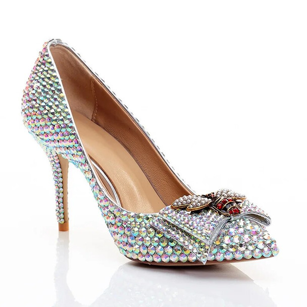 Rhinestone Butterfly Buckle Pumps