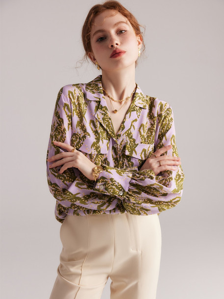 Floral Print Silk Crepe Blouse