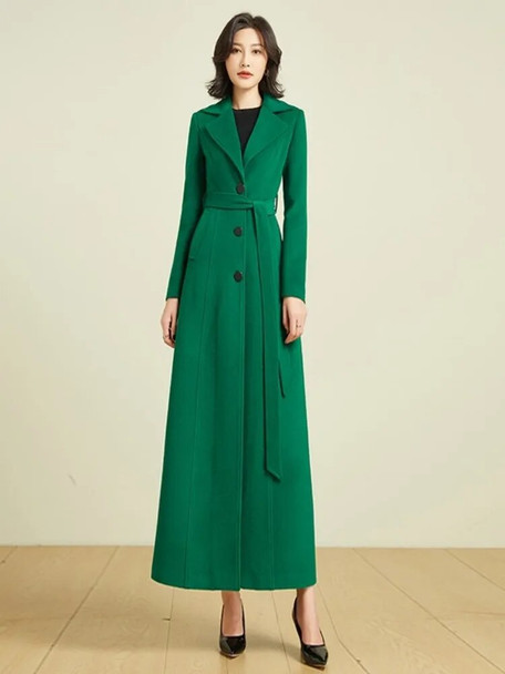 Single Breasted Wool Trench Coat