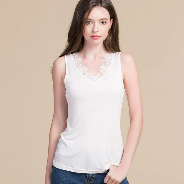 Natural Silk Lace Tank Top